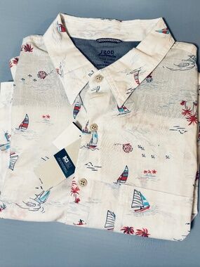 Izod Saltwater Relaxed Classic Mens Button Down Shirt 2XL Nautical